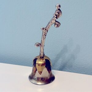 Vintage E.P. Brass Floral Hand Bell Silver Electroplated Collectible